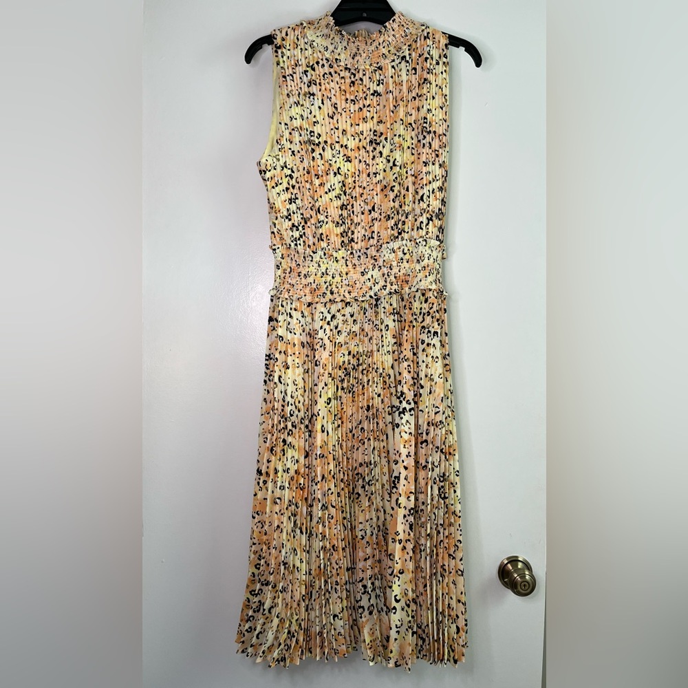 NWOT Nanette Nanette Lepore Animal Print Sleeveless Pleated Midi Dress sz 14
